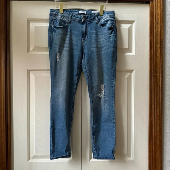 Kensie Effortless Ankle Mid Rise Distressed Jeans Women’s size 8 - Picture 2 of 12